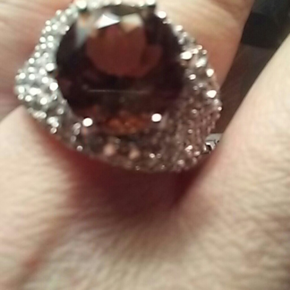 Genuine smoky topaz ring
